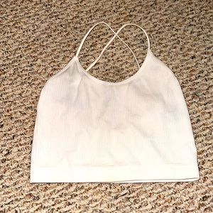 COLSIE WHITE RIBBED BRA TOP SZ L